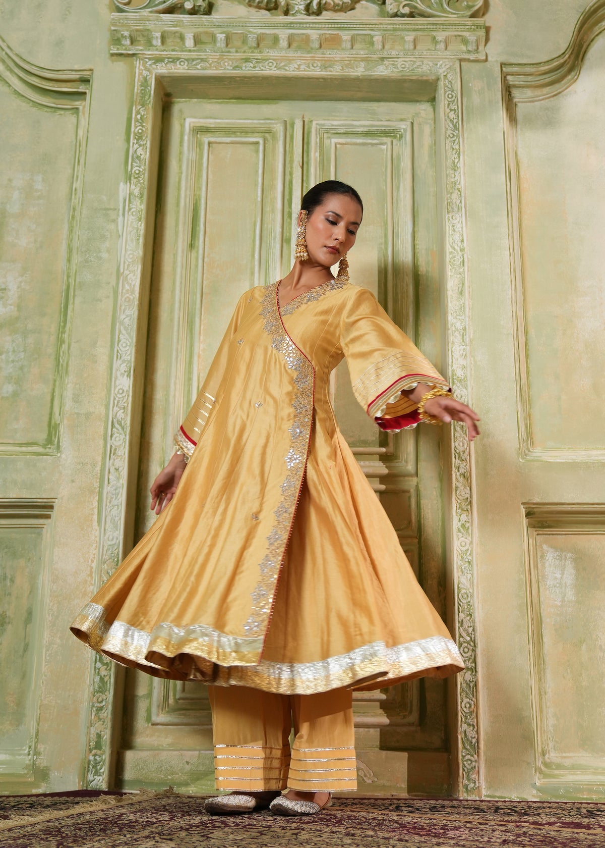 Iraas Golden Yellow Angrakha Set