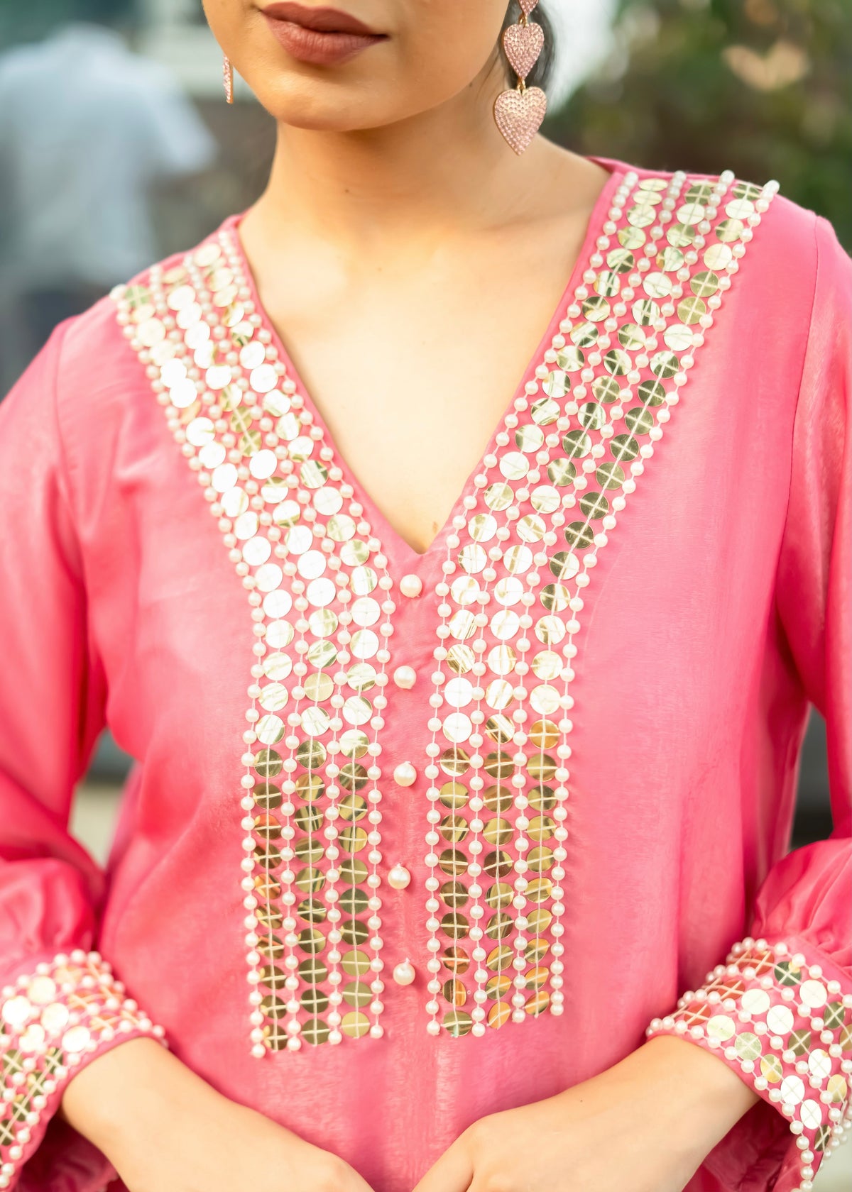 Adara Pink Set with Potli
