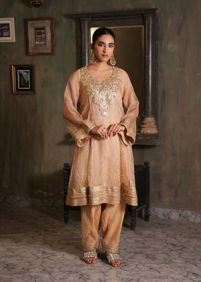 Miraaj Gold Tissue Anarkali Set