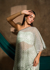 Nayrah Mint One-Shoulder Cape Set