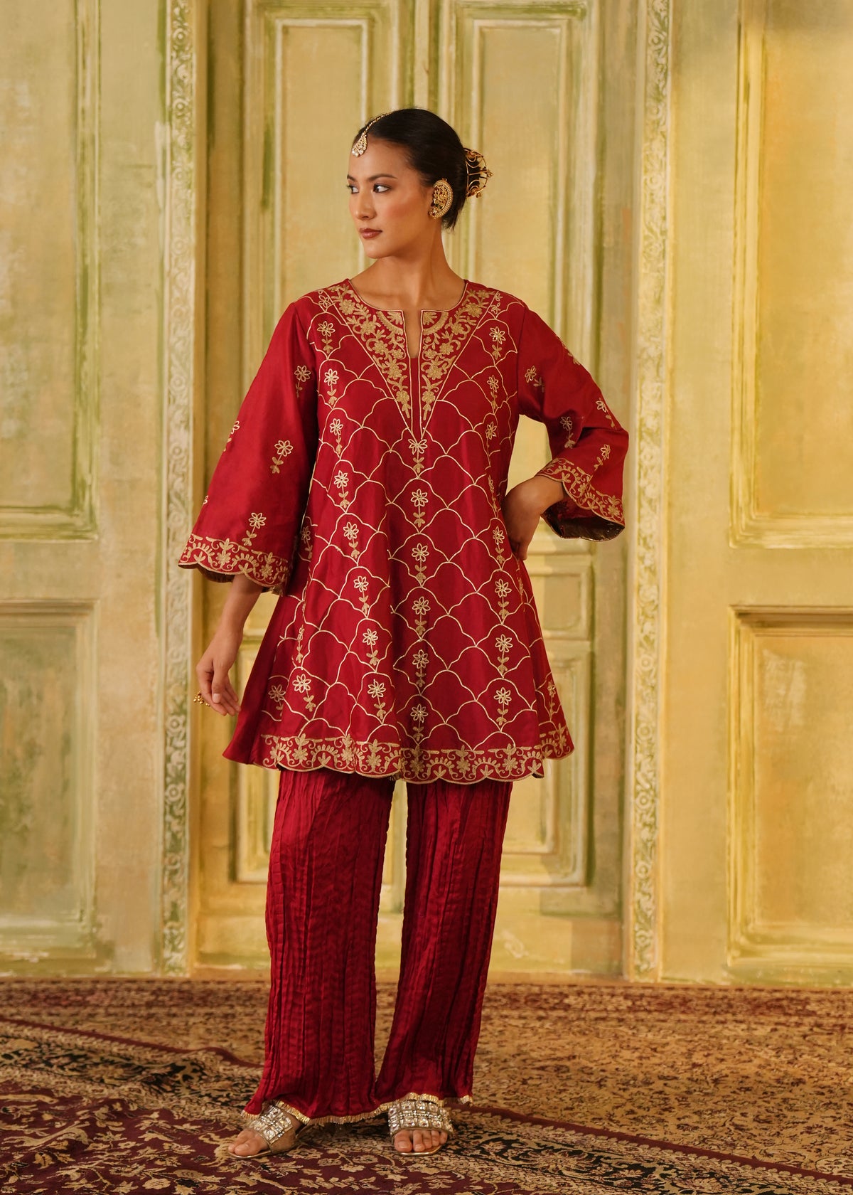 Jugni Ruby Red A-Line Kurta Set