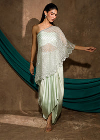 Nayrah Mint One-Shoulder Cape Set