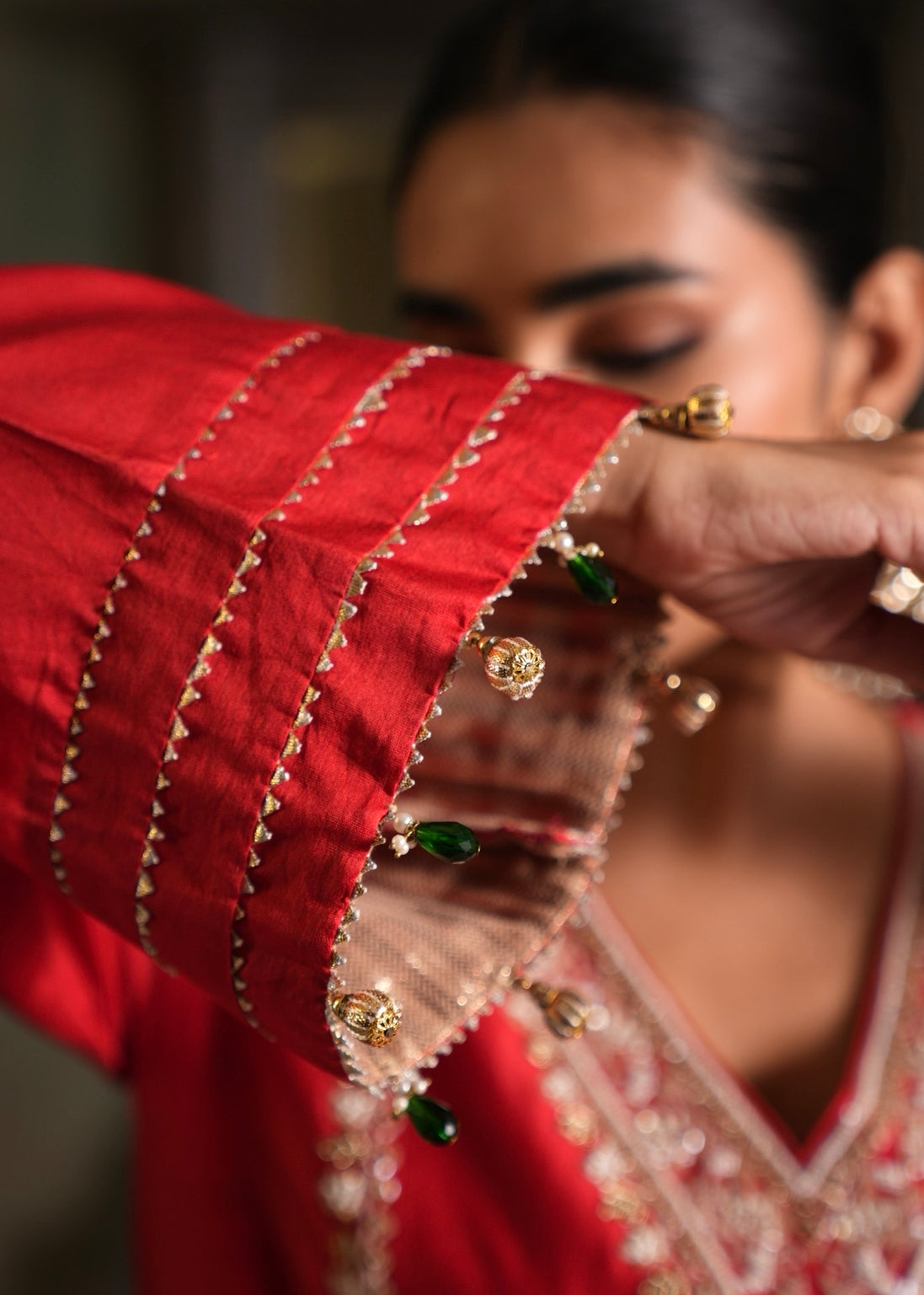 Rabia Red Chanderi Anarkali Set