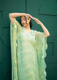 Inara Mint Green Tie & Dye Kaftan