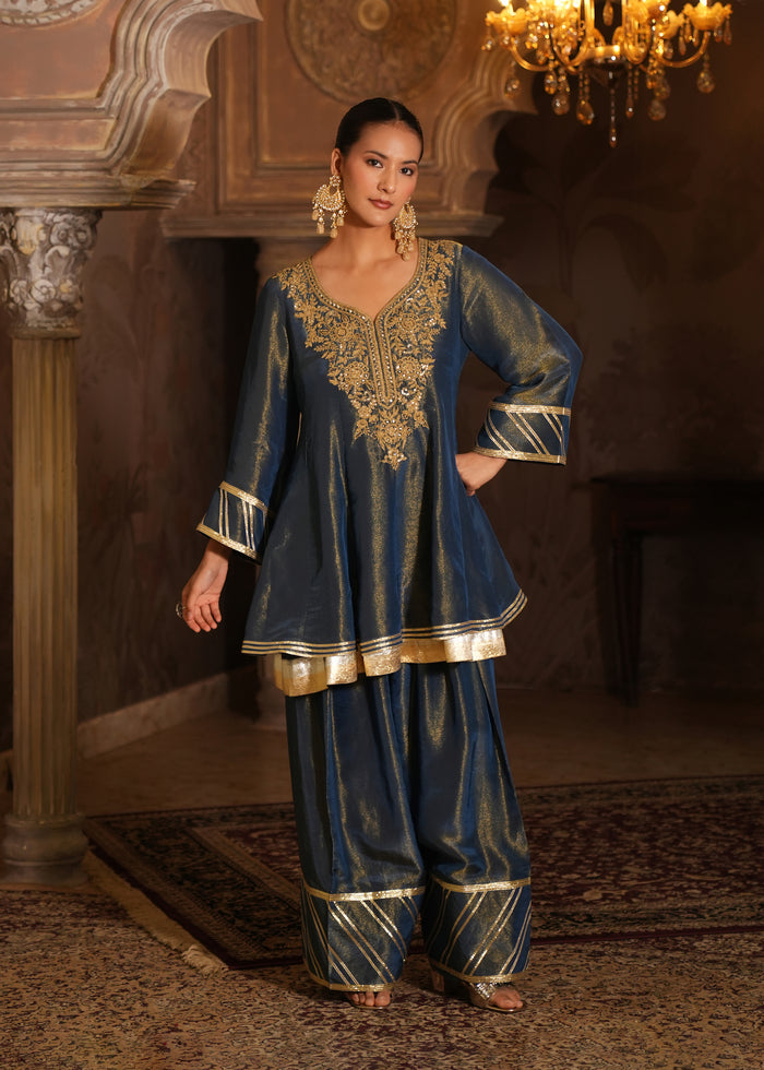Samsara Midnight Blue Double-Layer Anarkali Set