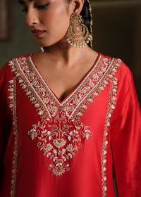 Rabia Red Chanderi Anarkali Set