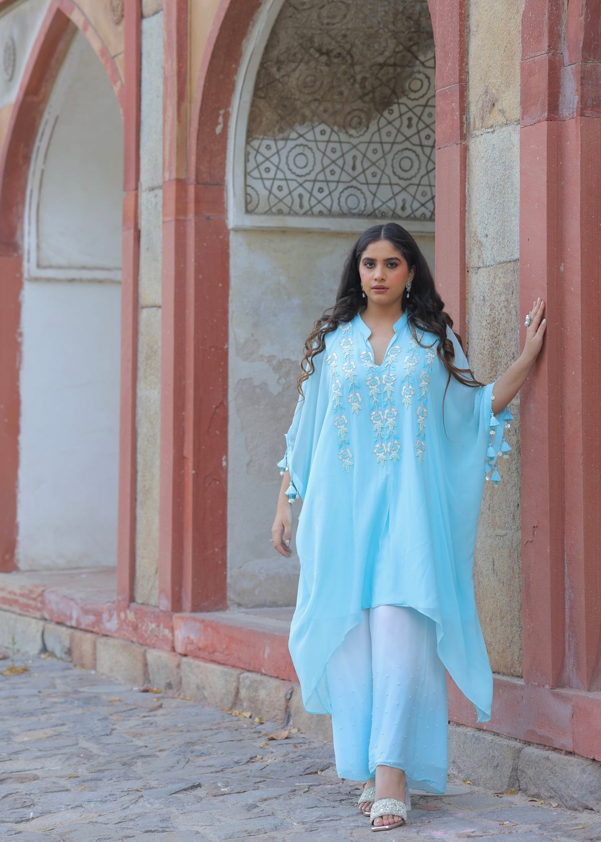 Falak Blue Ombré Kaftan Set
