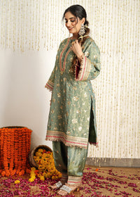 Rubab Green Choga Set