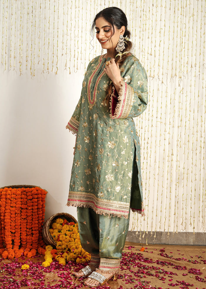 Rubab Green Choga Set