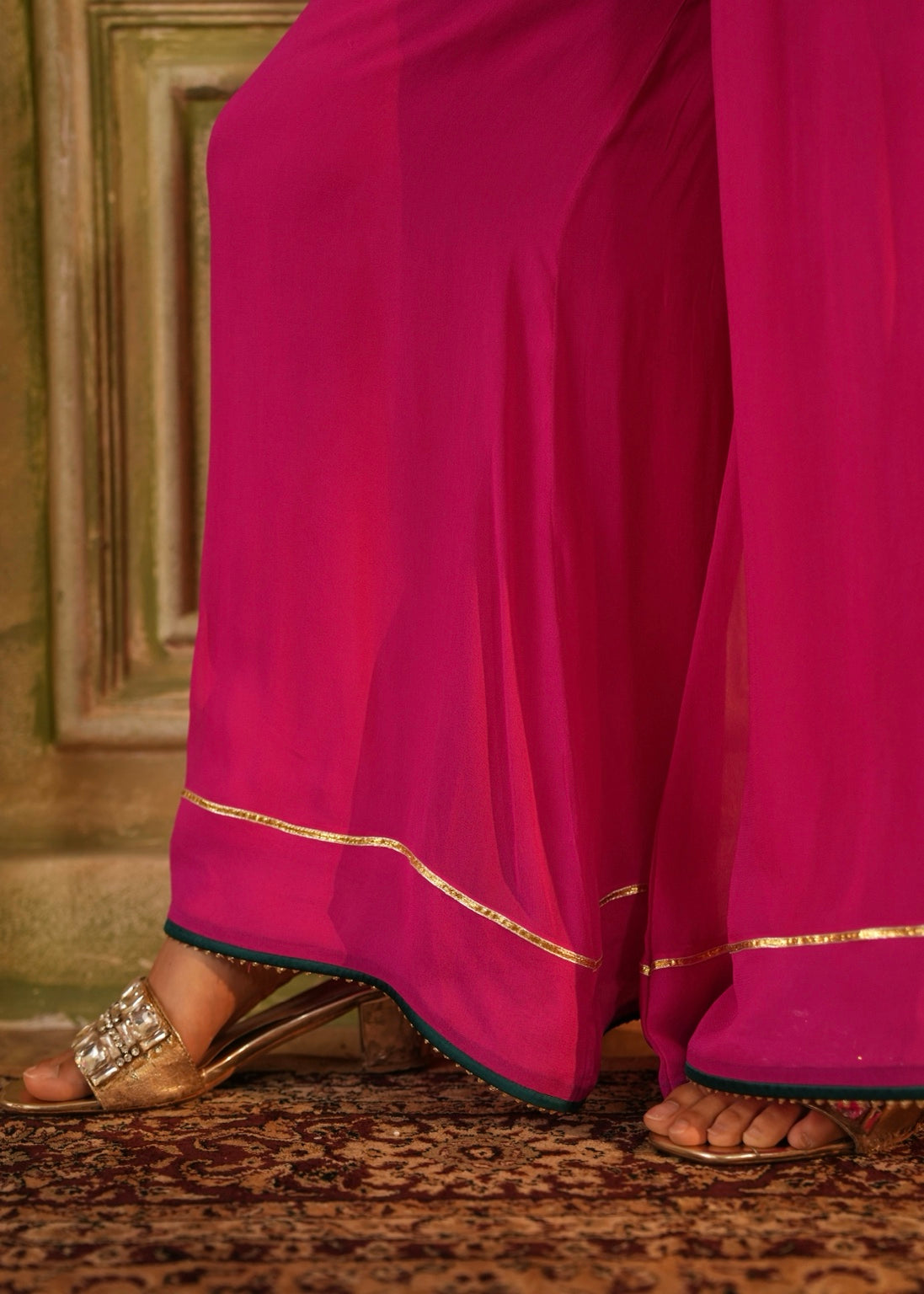 Aynur Rani Pink Angrakha Palazzo Set