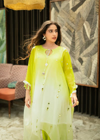 Ada Green White Ombré Kaftan Set