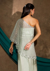 Nayrah Mint One-Shoulder Cape Set