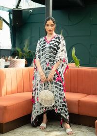 Inaya Black Tie & Dye Kaftan