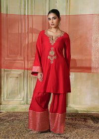 Bahaar Cherry Red Farshi Salwar Set