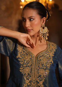 Samsara Midnight Blue Double-Layer Anarkali Set