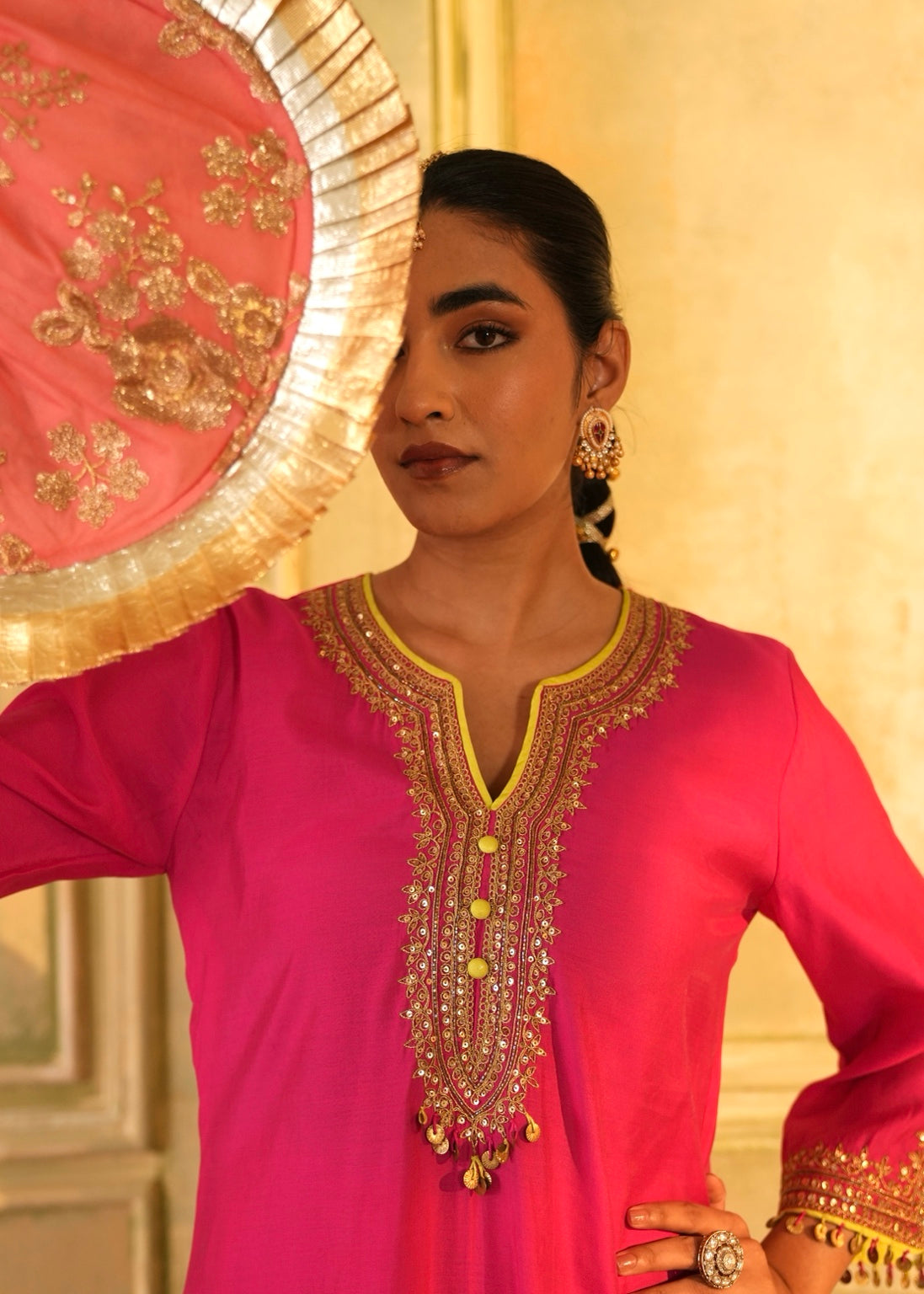 Evara Fuchsia Embroidered Kurta Set