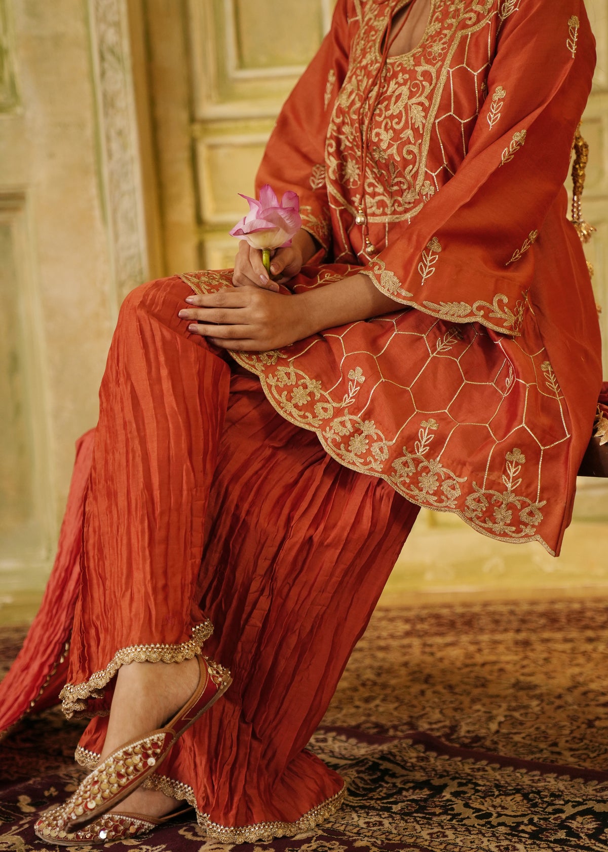 Anvaya Burnt Orange A-Line Kurta Set