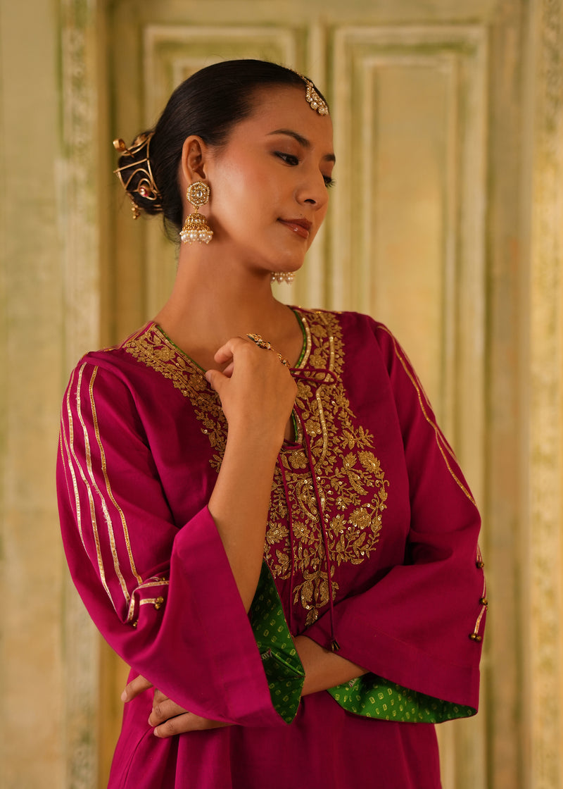 Iraaj Magenta Gota Kurta Set