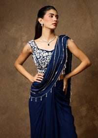 Afsaana Sapphire Blue Drape Saree