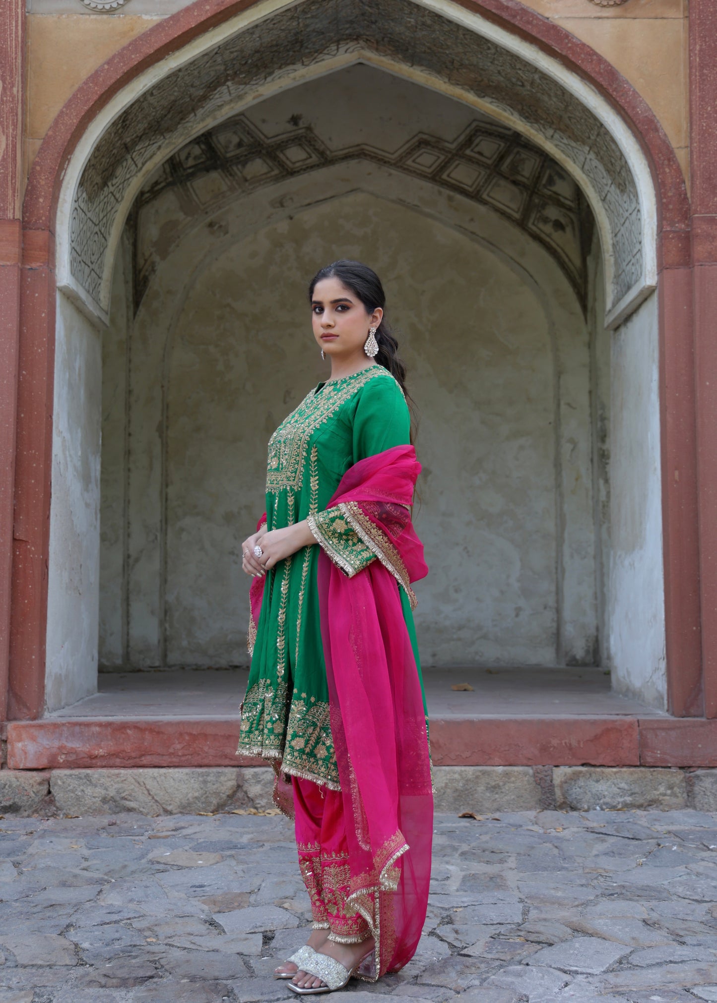 Gulrukh Emerald Green Anarkali Set