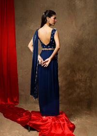 Afsaana Sapphire Blue Drape Saree