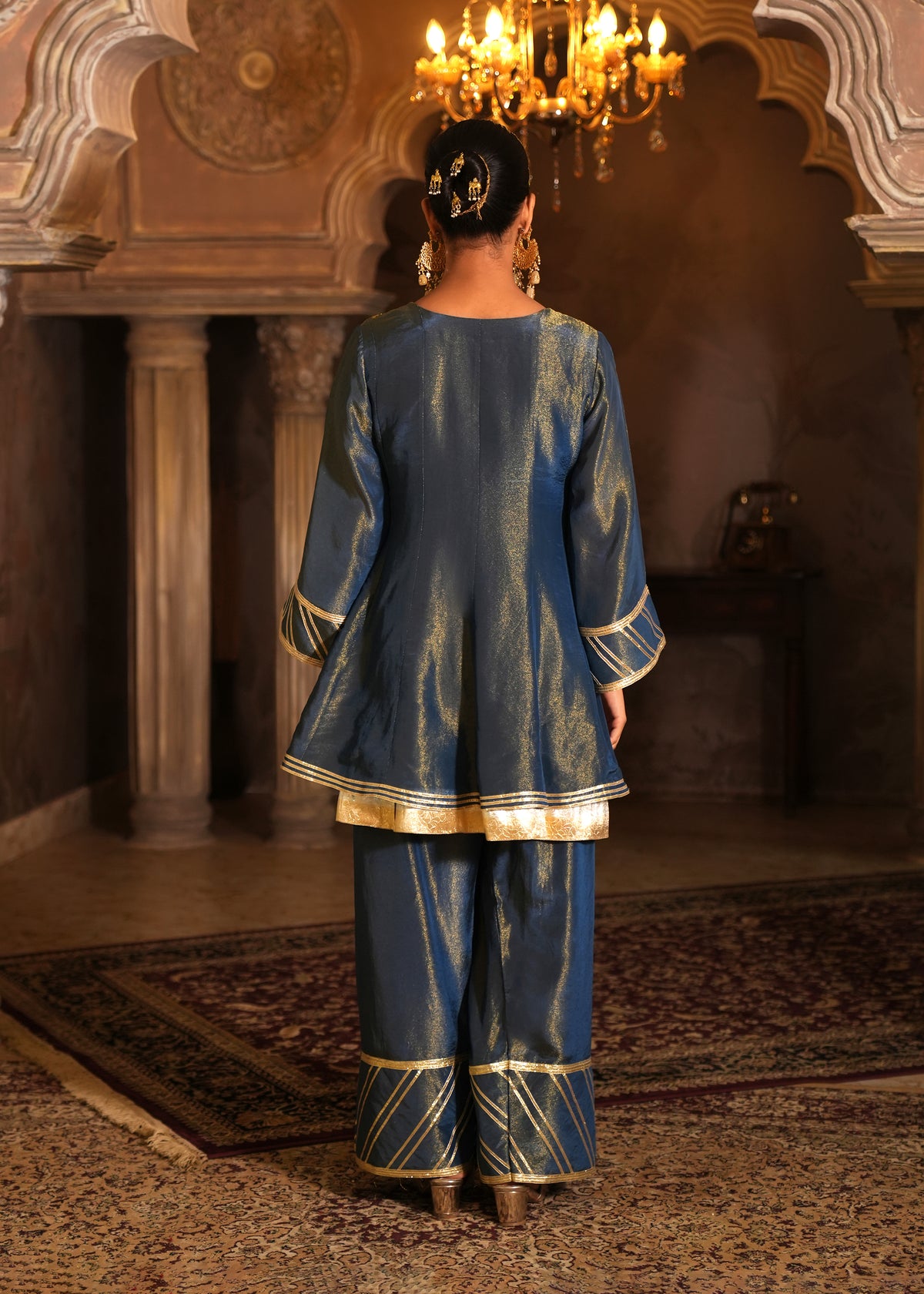 Samsara Midnight Blue Double-Layer Anarkali Set
