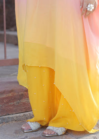 Raabta Pink Yellow Ombré Kaftan Set