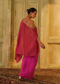 Navira Rani Pink One Shoulder Drape Set