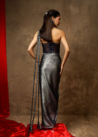 Nayab Midnight Blue Conceptual Drape Saree