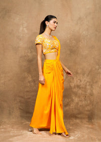 Kamli Yellow Pre-Draped Saree Set