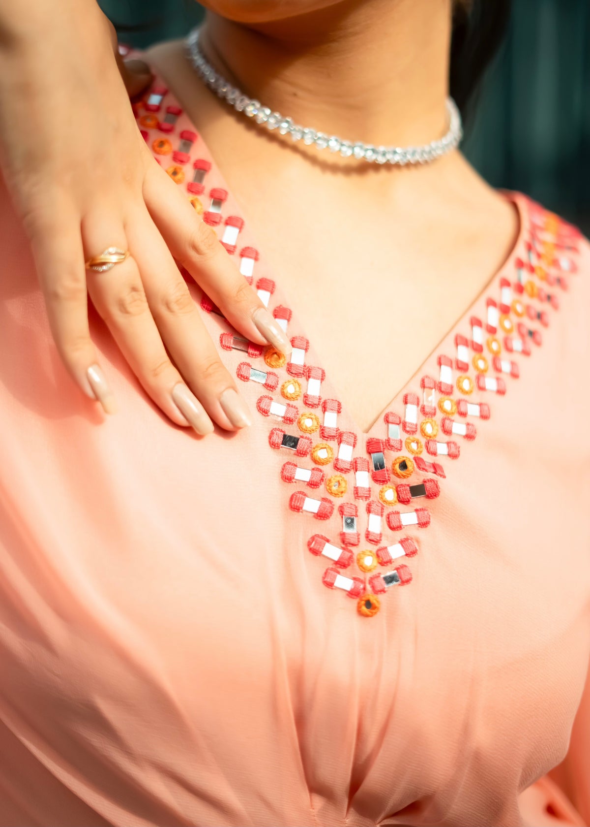 Fida Peach Orange Ombré Kaftan