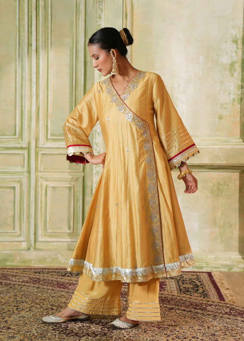 Iraas Golden Yellow Angrakha Set