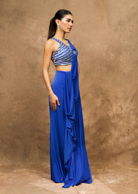 Asmira Royal Blue Fluid Drape Saree