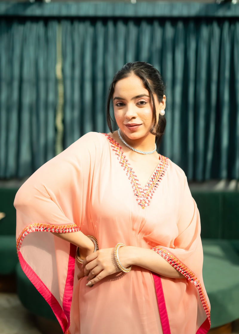 Fida Peach Orange Ombré Kaftan