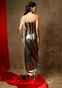 Sera Black-Gold Corset Style Saree Set