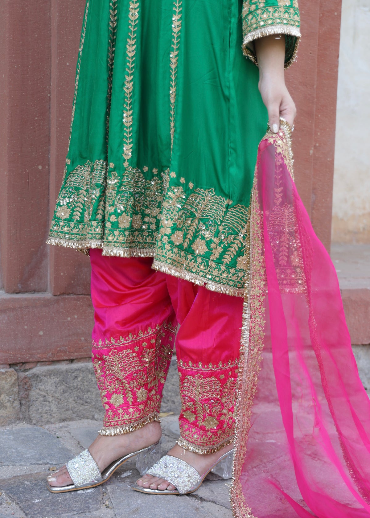 Gulrukh Emerald Green Anarkali Set