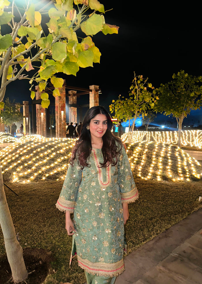 Nishtha Menaria x Rubab Green Choga Set