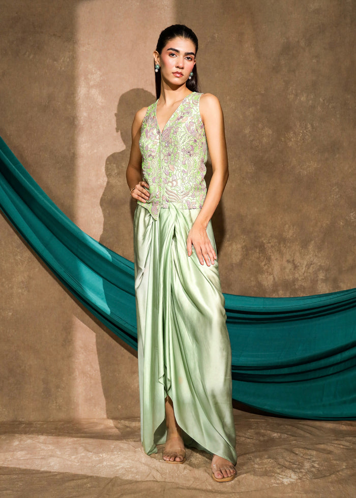 Minara Mint Green Waistcoat Set