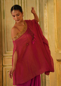 Navira Rani Pink One Shoulder Drape Set