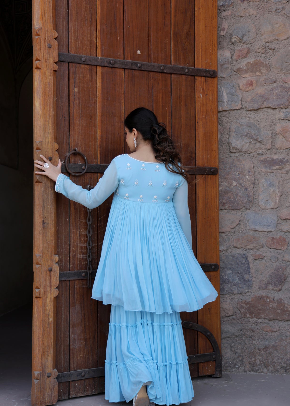 Lehar Powder Blue Anarkali Set