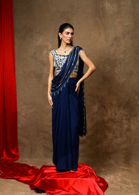 Afsaana Sapphire Blue Drape Saree