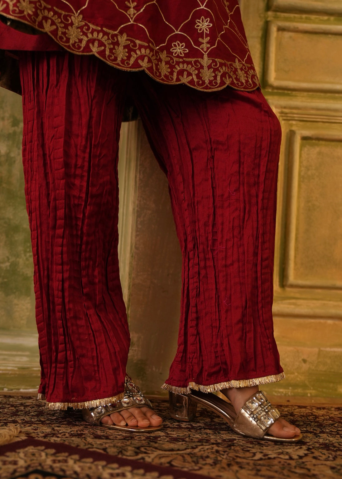 Jugni Ruby Red A-Line Kurta Set