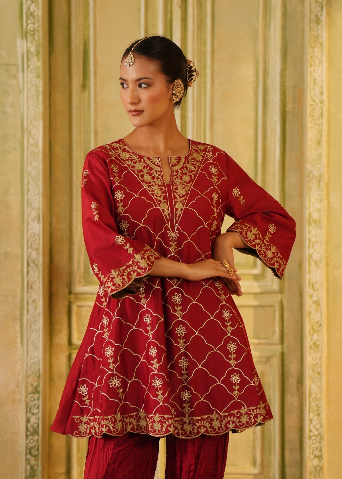 Jugni Ruby Red A-Line Kurta Set