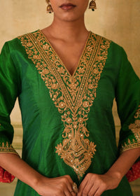 Saanjh Jade Green Raw Silk Kurta Set