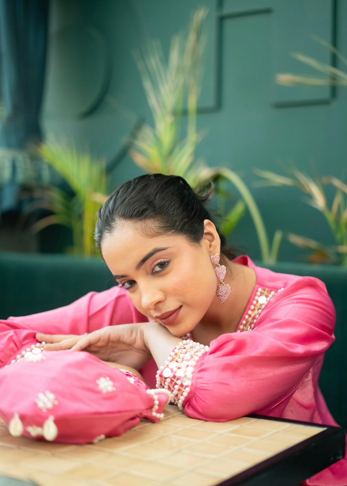 Adara Pink Set with Potli