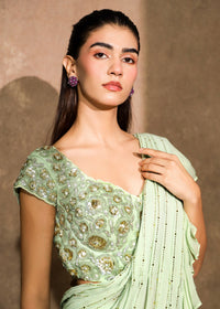 Bahaar Pastel Pistachio Green Saree Set