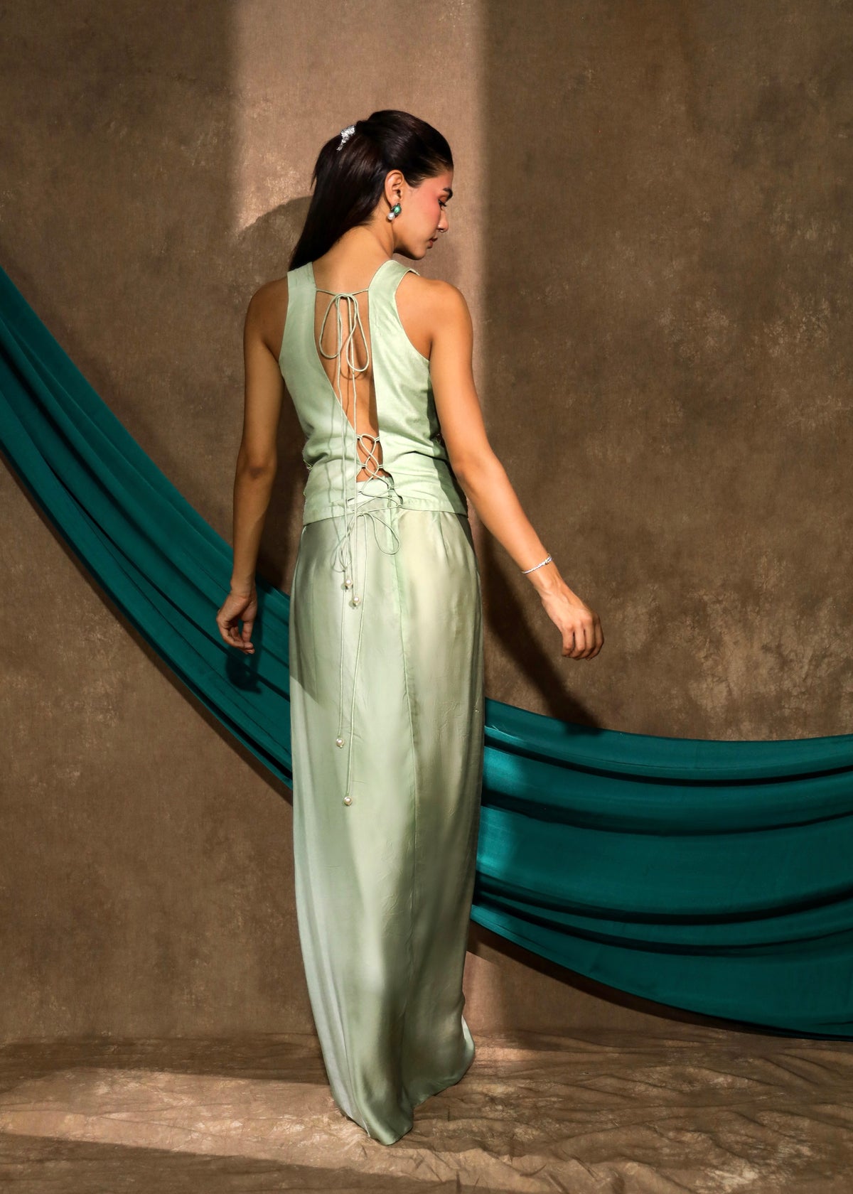 Minara Mint Green Waistcoat Set