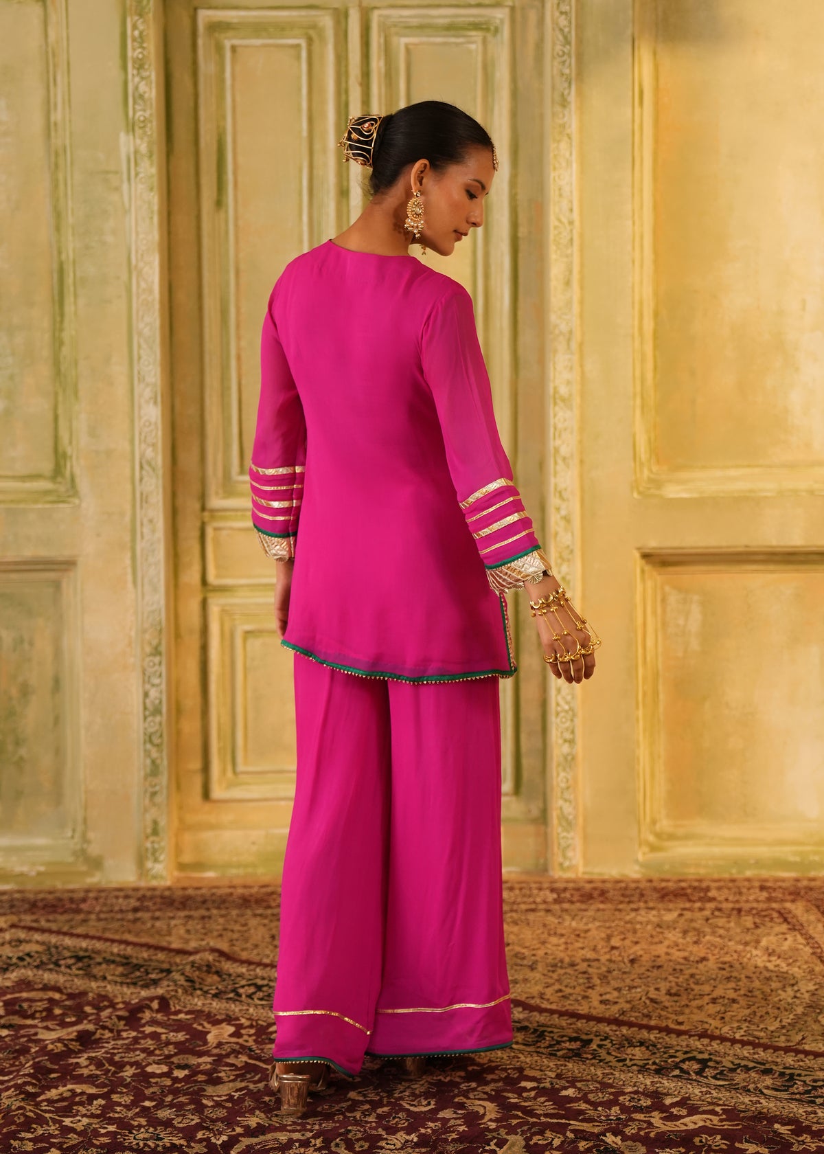Aynur Rani Pink Angrakha Palazzo Set