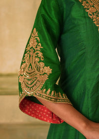 Saanjh Jade Green Raw Silk Kurta Set
