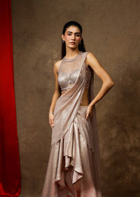 Arz Champagne Pink Conceptual Drape Saree